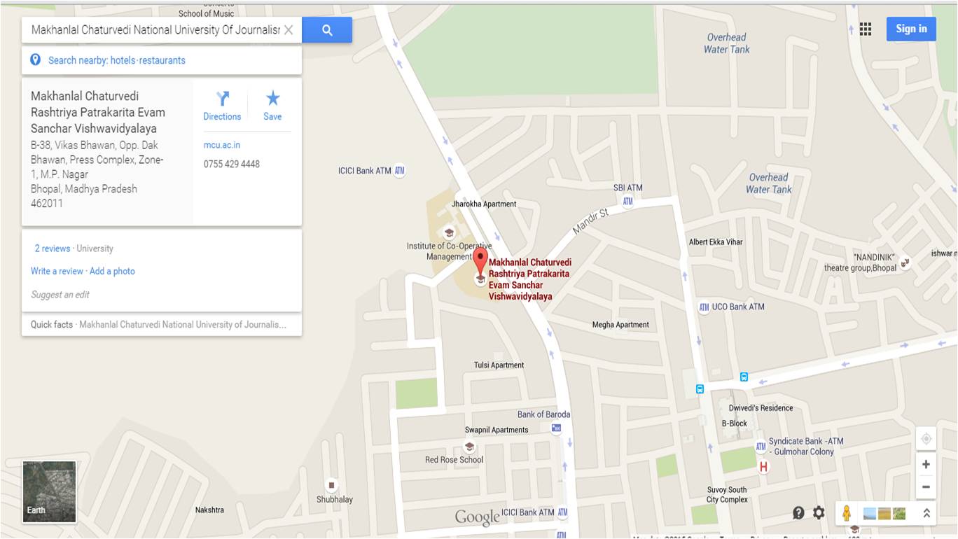 University Location in Bhopal